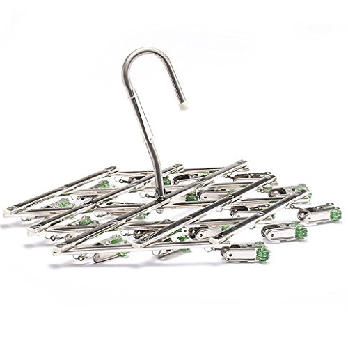 Non-slip- Anti-skid Windproof Stainless Steel Folding Clothes Hanger, 1 Pack hanger (Color : Green)