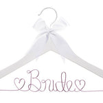 Ella Celebration Bride to Be Wedding Dress Hanger Wooden and Wire Hangers for Brides (White Wood Pink Wire)