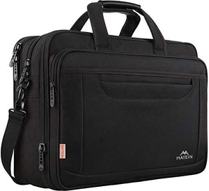 Laptop Bag, 17 Inch Expandable Briefcase for Men Women, Water Resistant Business Laptop Case, Durable Multifunctional Messenger Shoulder Bag Fit 17.3 17 Inch Notebook for Travel Office Work, Black