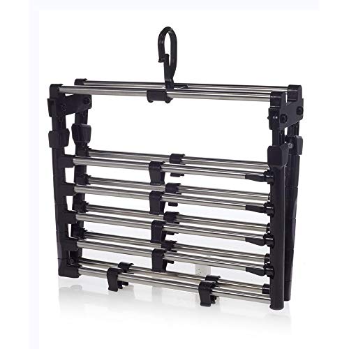 OrganizeME Foldable 10 Rack Expandable Clothes Drying Rack Laundry Rack | Garment Cloth Rack - Black