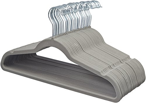 AmazonBasics Velvet Suit Clothes Hangers, 30-Pack, Gray