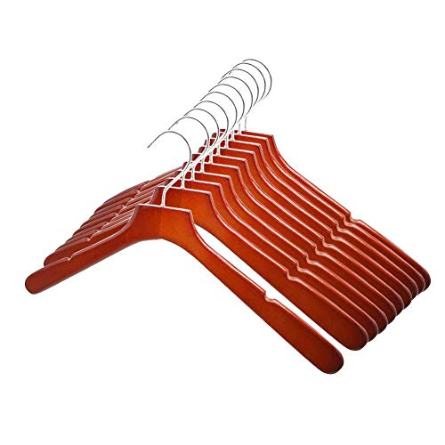 Perfecasa Svelte Series Wooden Hangers 10 Pack, Suit Hangers, Coat Hangers (Cherry)