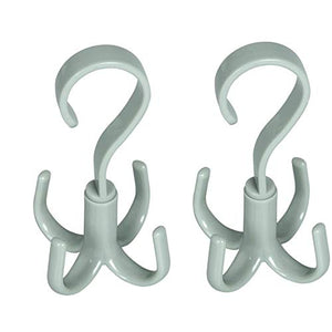 UniM Rack Holder Hook-Rotating Hanger with Claws -360 Degree Rotating Hanger Closet Organizer for Belt Clothes Scarf Tie Bags Pack of 2 (Gray-Green)