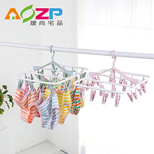 U-emember Multi-Clamp Bracket Hanging Socks Diaper Underwear Underwear Socks Wind Belt Hooks And Hanging Clips Clips All-Plastic Clothes Rack 1, Wise Blue Fold 32 Clips