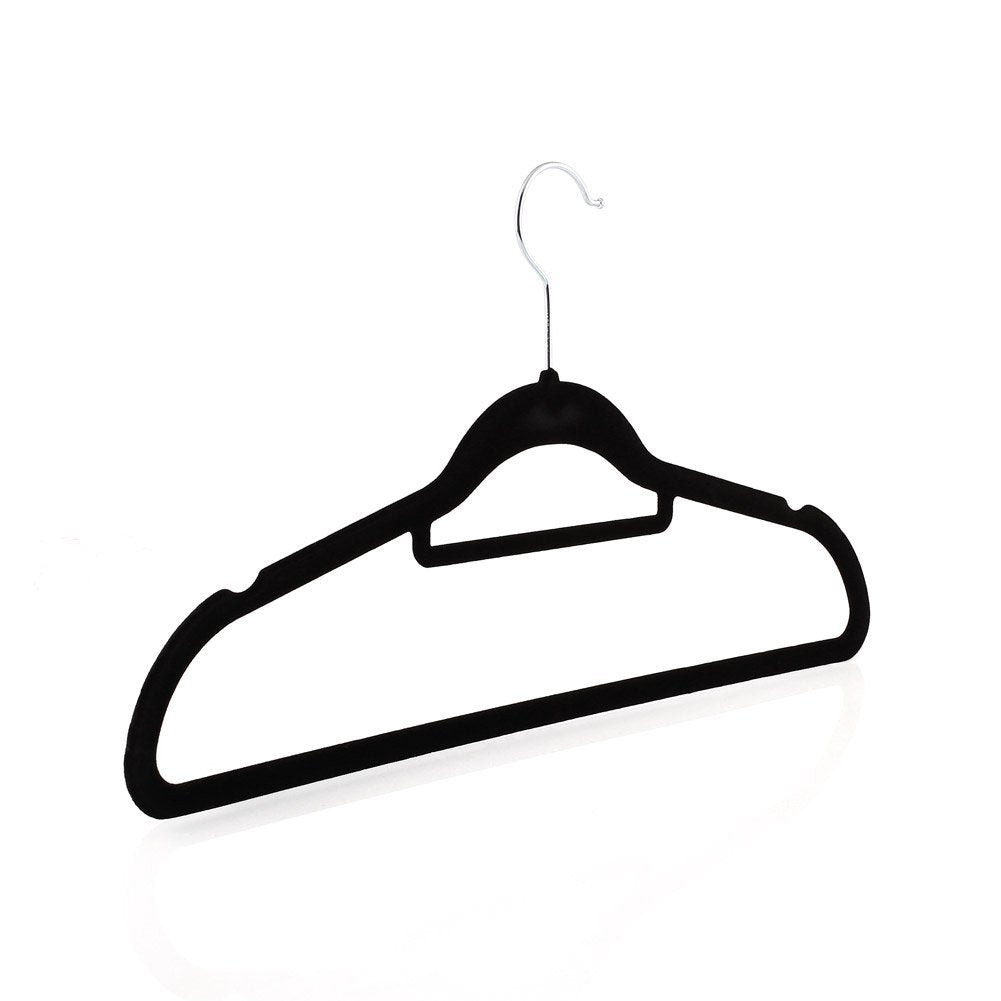 Homfa Coat Hangers 20pcs Anti-slip Flocking Clothes Hanger for Trouser Skirt Siut-45cm(18") (Black)