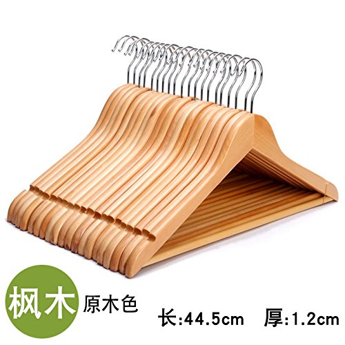 SHRCDC Natural Wood/Hanger(10/50Pack)/Groove(30/33/44.5Cm)/Brown/Beige/White/Yellow/Adult/Shirt/Pants/Skirt/Suitable Hanger,50 Pieces,K44.5Cm