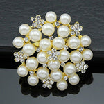 Hosaire Brooch Pin Women's Pearls Flower Rhinestones Breastpin Broochpin Wedding/Banquet/Bouquet Silver