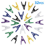 QFKR 32Pcs Premium Multi-Purpose Clothesline Utility Clips, Steel Wire Clips by (Assorted Colors)