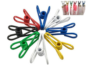 YAKA 36 Pcs Multi-purpose Steel Wire Clips Holders,PVC-Coated Clothesline Utility Clips,Perfect Accessories & Supplies for Home Kitchen Office School Use(6 colors) (36PCS)