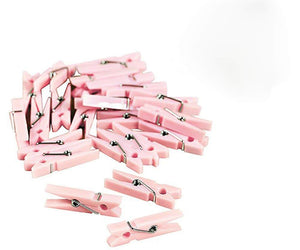 Hosaire Clothes Pins 50 Pcs 1.4" Small Baby Shower Clothespin Favors Pink Photo Postcard Display Craft Clip
