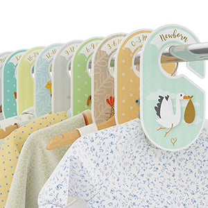 Baby Closet Dividers - 18 Wardrobe Organisers/Hangers - Arrange Clothes by Garment Type or Age - Best Baby Shower Gift Set for Boys and Girls - Woodland/Safari/Farm Animal Theme - Cozy Hedgehog