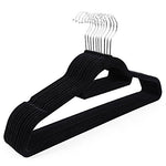 RGANT 10 PCS Non-Slip Velvet Clothing Hangers Space Saving Heavy Duty Suit Hanger (Black)