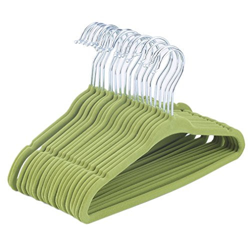 Belovedkai 20PCS Kids Baby Velvet Hangers - Small Clothes Hanger - Non Slip - Space Saver (Green)