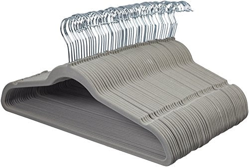 AmazonBasics Velvet Suit Clothes Hangers, 50-Pack, Gray