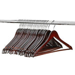 FLORIDA BRANDS Premium Wooden Mahogany Suit Hangers - 96 Pack of Coat Hangers and Black Dress Suit Ultra Smooth Hanger - Strong and Durable Suit Hangers