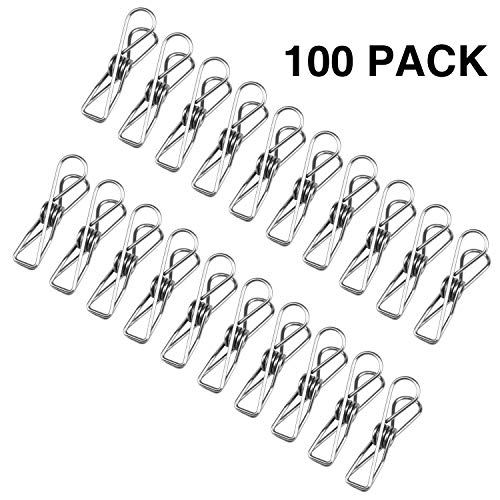 Tebery 2.2 inch Stainless Steel Cloth Pin Clothes Drying Hanger, Wire Laundry Clip, Hooks for Home/Office (100 Pack)