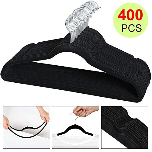 Yaheetech Non Slip 360° Swivel Velvet Suit Hangers,400pack, Black