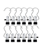 Htianc 12PCS Hanging Clips Stainless Steel Laundry Hooks Single Clip Hanger for Travel Home Clothing, Belt, Glove, Shoe Garment