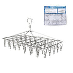 Rosefray Drying Rack with 52 Clips, Folding Stainless Steel Clothes Drying Rack, Sock Drying Hanger, Baby Hangers