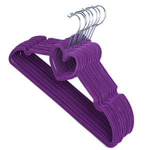 10 Pieces Non-Slip Thin Clothes Hanger Heart-shaped and Space-Saving, 16-inch Long Garment Hanger Ideal for Kids, Girls, Children Skirts, Adult Shirts, Dresses, Tank Tops, Slacks, Pants (Purple)