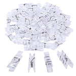 BronaGrand 50pcs Small Clear Plastic Utility Paper Clip, Clothespins Clip, Clothes Line Clips,Photo Clips 3.5x0.7x1cm