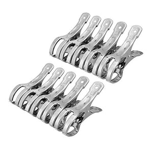 ilyever 10Pack Double Strong Jumbo Size Stainless Steel Beach Towel Clips for Beach Chairs Or Lounge Chair-Keep Your Towel from Blowing Away