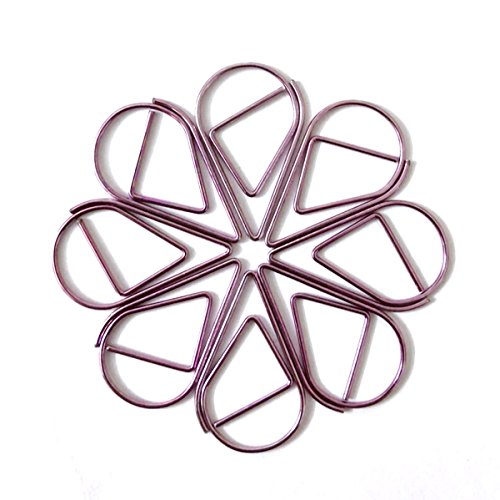 RuiLing 300Pcs Cute Paper Clips,Purple Metal Chrome Water Drop Shape Smooth Steel Wire Clips,Bookmark Memo Clips for Home Office Supplier School Supply