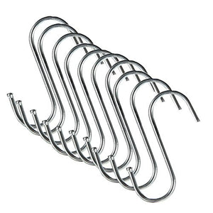 SODIAL 10 pieces 8 cm S-shaped stainless steel hook Rideau hook S Kitchen curtain hanging hook stainless steel meat hooks