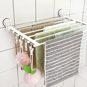 SUIXINSUOYU Small Clothes Hanger,Collapsible Clothes Drying Rack Drying Shoe Rack Perforated Towel Rack Drying Socks More Clothes Clips-White