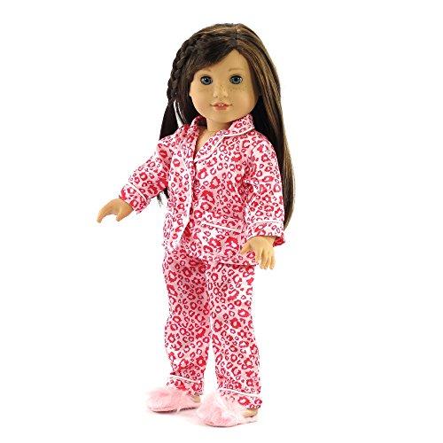 18 Inch Doll Clothes Pink Leopard Pajamas | Fits 18 American Girl Dolls | Includes Slippers. Gift-Boxed!