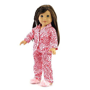 18 Inch Doll Clothes Pink Leopard Pajamas | Fits 18 American Girl Dolls | Includes Slippers. Gift-Boxed!