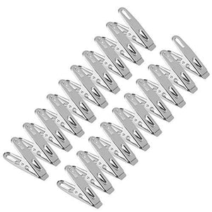 Fdit 20Pcs Stainless Steel Clothes Pegs Quilt Hangers Clamps Clips Windproof Clothes Clip Holder Hang Pins Clips for T-Shirt Pants Towel
