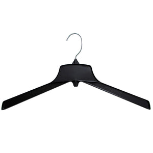 Hanger Central Recycled Heavy Duty Plastic Coat Hangers with Long Polished Metal Swivel Hooks Outerwear Hangers, 17 Inch, Black, 25 Pack