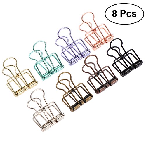 TOYMYTOY Binder Clips,Metal Hollow Wire Binder Clips Office File bill Document Binder Clip Organizer,8PCS