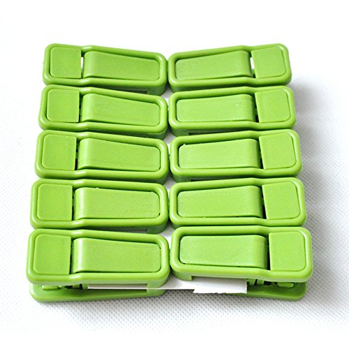 DayCount 10PCS Heavy Duty Clothes Clips Pegs Plastic Hangers Racks Clothespins Laundry Clothes Pins Hanging Pegs Clips for Clothes Pants Hanger (Green)