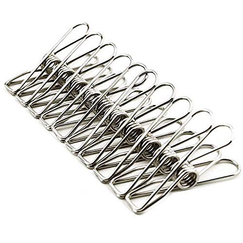 Clothespins 10 PCS, APLusee Solid Metal Stainless Steel Wire Clips, Utility Clamps for Drying Decorating Sealing, Multipurpose Clothes Pegs Home Office Laundry Backyard Organizer