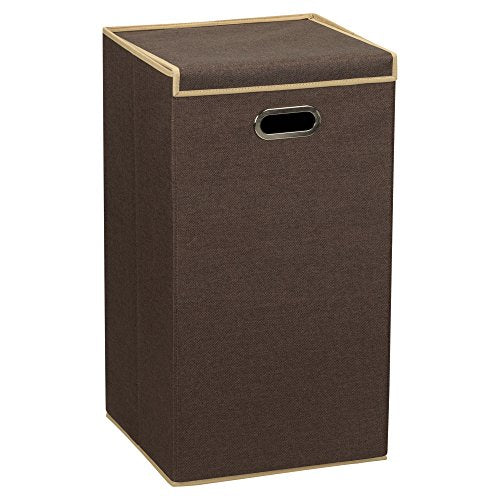 Household Essentials 5612 Collapsible Single Laundry Hamper with Magnetic Lid, Brown Coffee