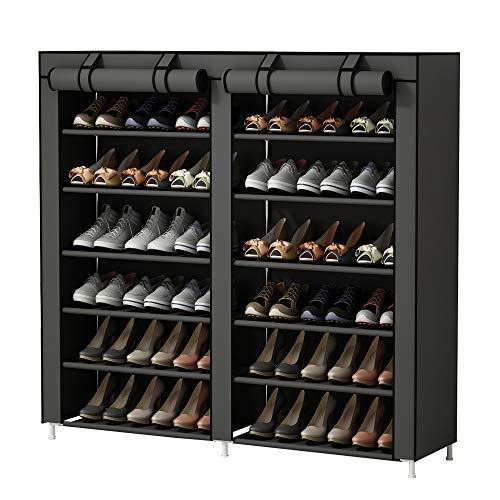 UDEAR Shoe Rack Portable Storage Free Standing Shoe Organizer with Non-Woven Fabric Cover Grey