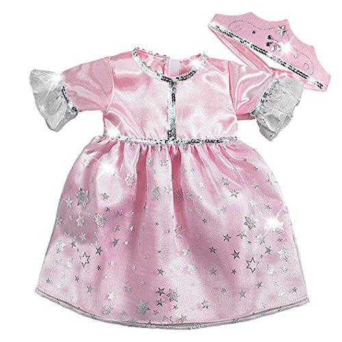 15 Inch Baby Doll Princess Costume Set by Sophia&#x27;s, Fits American Girl Bitty Baby Dolls &amp; More! 15 Inch Doll Clothes Pink Princess Dress and Crown