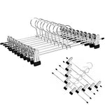 YCLOVE 12 PACK Pant Hangers with Clips Clothes Trousers Jean Skirt Slacks Hangers Boot Clips W/2 360° Swivel Adujstable Clips Non-Slip Stainless Iron Anti-Rust YCG04S