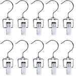 Baihoo Set of 10 Swivel Metal Closet Hanger Laundry Hooks Boot Clips Home Office Travel Portable