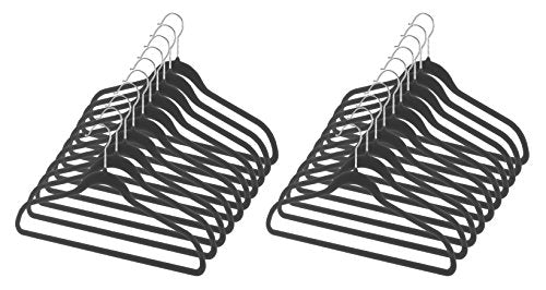 Whitmor Flocked Suit Hangers Set of 20 Black