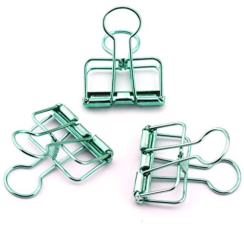 NXG 12 Pack Medium Metal Wire Binder Clips, Office Supplier School Accessories,Colorful Hollow Out Paper Organizer, Paper Metal Clip (Green)