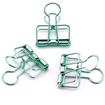 NXG 12 Pack Medium Metal Wire Binder Clips, Office Supplier School Accessories,Colorful Hollow Out Paper Organizer, Paper Metal Clip (Green)