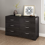 South Shore Step One 6-Drawer Double Dresser, Gray Oak with Matte Nickel Handles