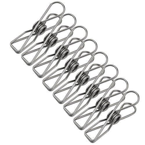 Lystaii 80pcs Stainless Steel Clothes Pins, Utility Clips Hooks ClothesPin Clothesline Clip 2.2inch for Outdoor Indoor Drying Home Laundry Office Cord Clothespins Kitchen Tools Fastener Socks Scarfs