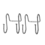 ShineMe Premium 2 Pack Dual S Shaped Hooks Stainless Steel Home Office Bath Coat Caps Towel Hanger, Kitchen Spoon Pan Pot Holder Rack for Door Shelf Storage Organizer (2 Pack)