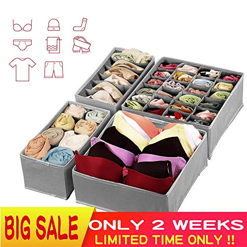 Set of 5 Drawer Organizer Foldable Dresser Drawer Organizer Storage Box Drawer Dividers Closet Organizer Dresser Underwear Baby Cloth Box Dresser Organizer Underwear Bras,Socks,Ties,Scarves.