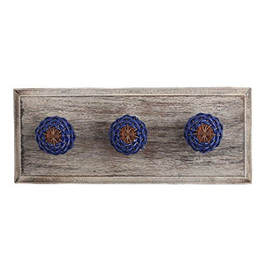 Indianshelf Handmade 1 Artistic Vintage Blue Wooden Clothes Hooks Holders/Towel Hooks for Bathrooms