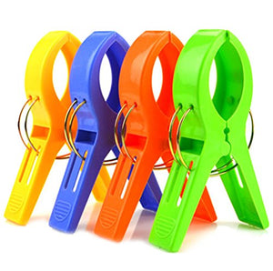 Yonger 4 Pcs Durable Large Beach Towel Clips Plastic Clothespins Clothes Pegs Pins Clothes Hanger Clamp